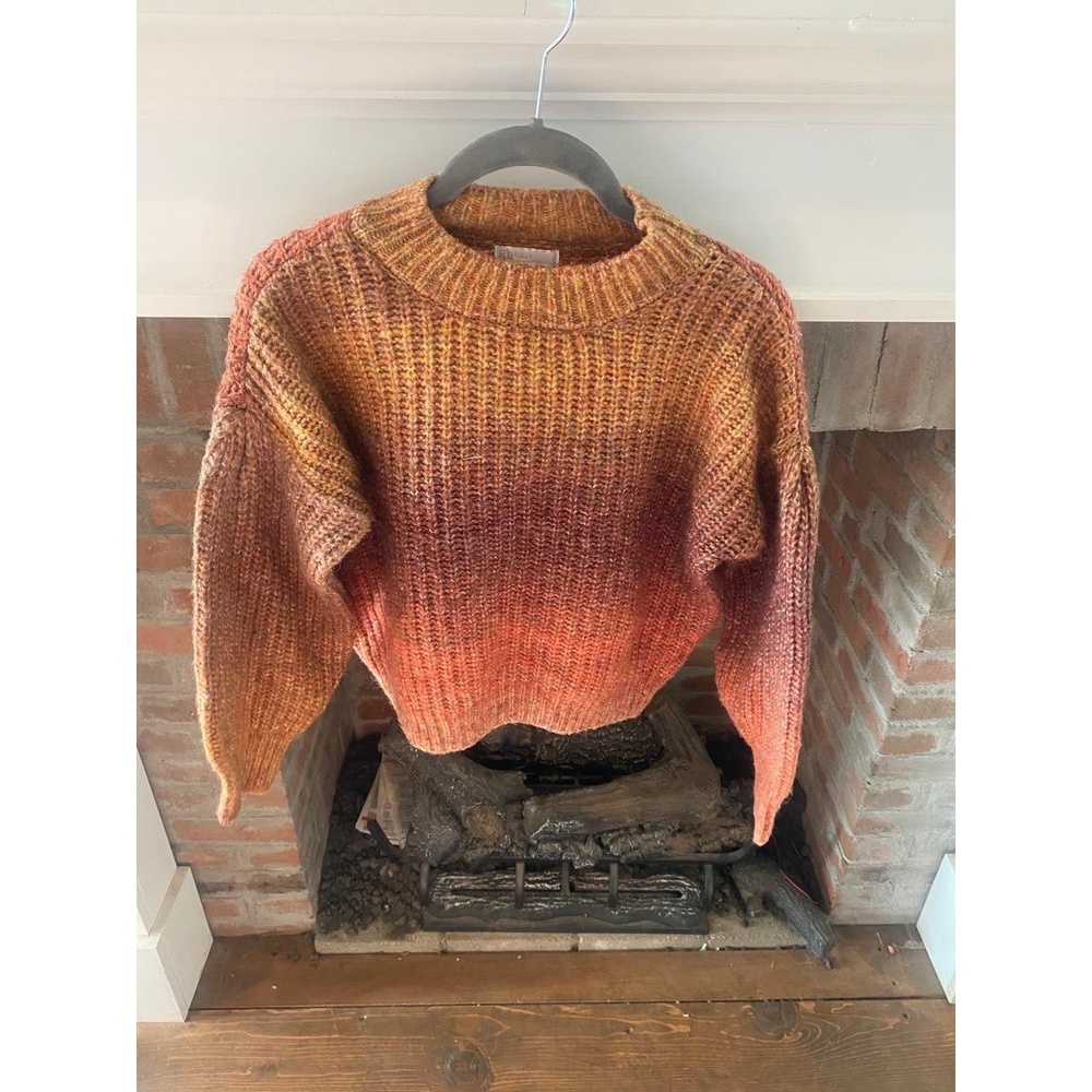 gb girls Sweater Womens Size L Ombre Chunky Knit Crew Neck Bohemian
